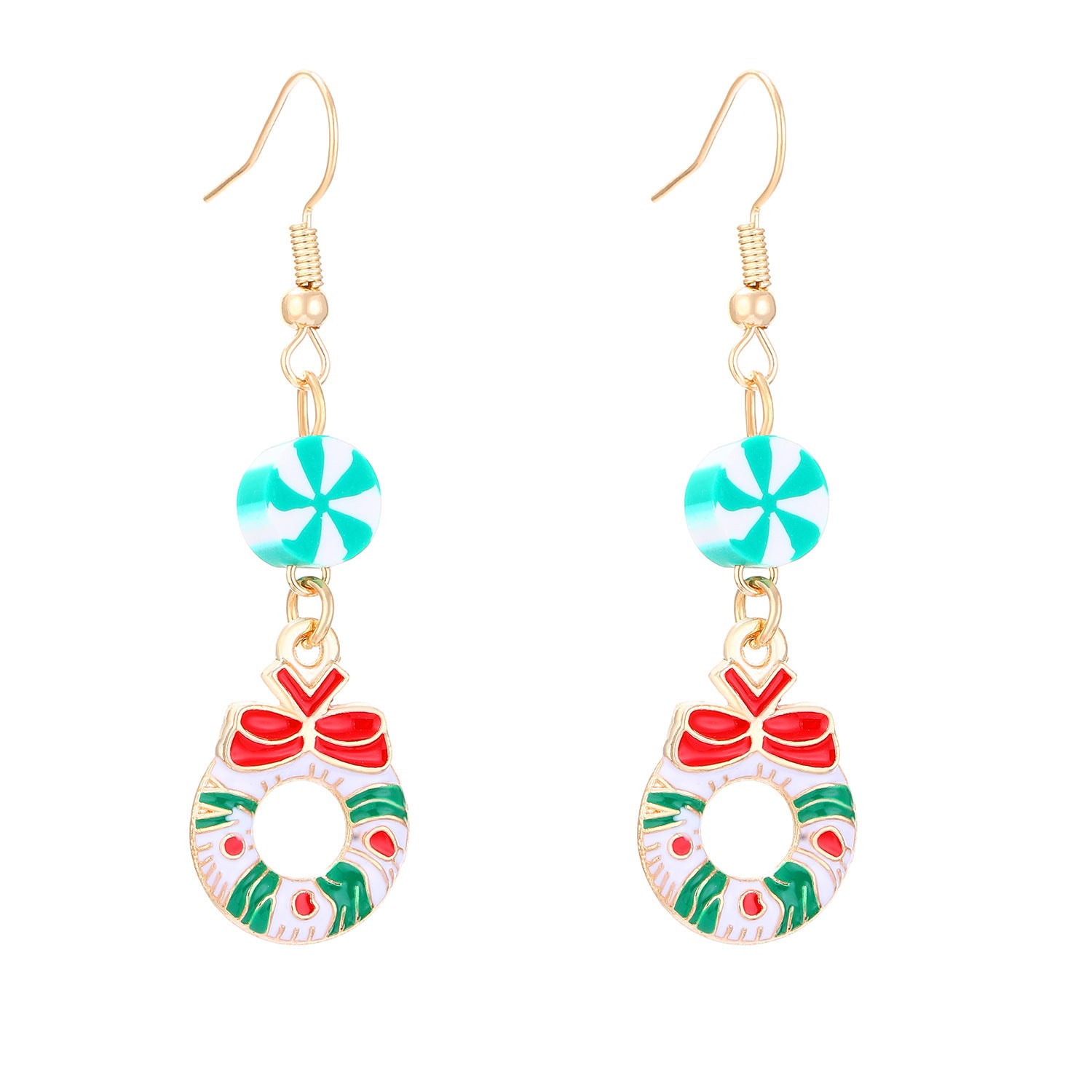 Wholesale Christmas Claus Snowflake Bow Flower Wreath Earrings